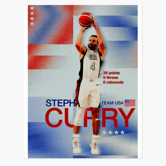 STEPHEN CURRY 2024 USA VS SERBIA 36 POINT PERFORMANCE 8.5x11 GLOSSY POSTER SET! - Picture 1 of 5